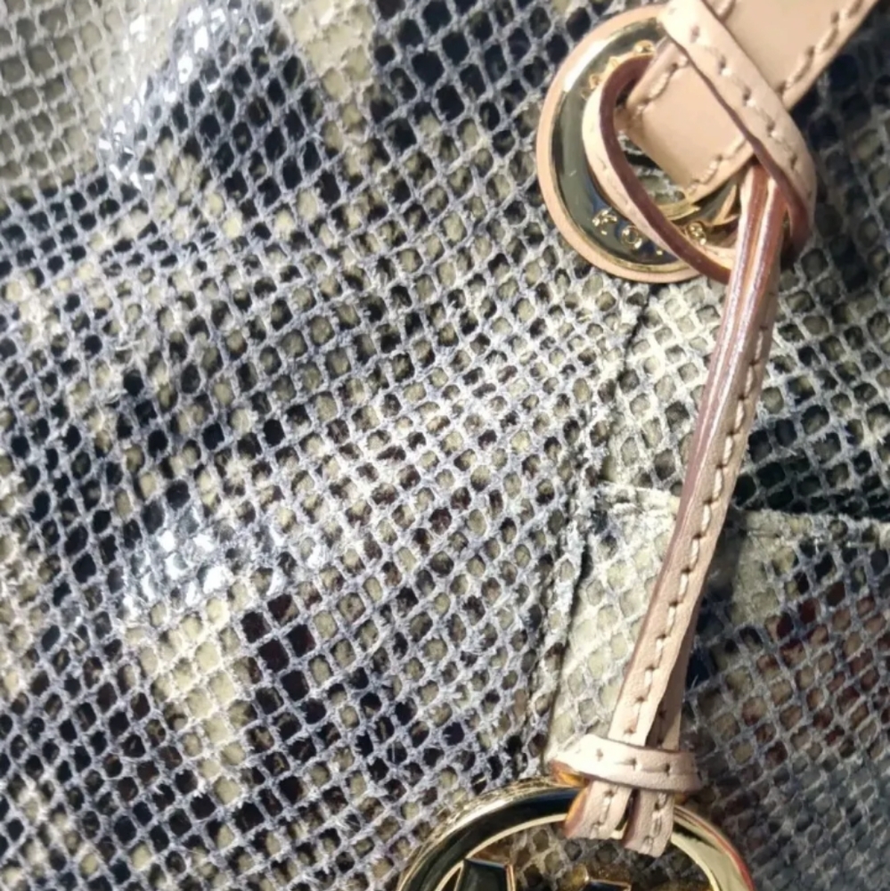 Michael Kors North South Tote Python Embossed Bei… - image 7